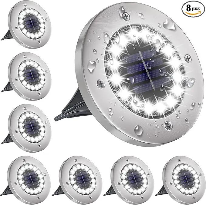 NFESOLAR Solar Lights Outdoor with 16 LEDs, Bright Solar Ground Lights Outdoor Waterproof Solar Pathway Lights for Yard Garden Lawn Walkway Driveway (White 8 Pack) by GreenHaven Gardens