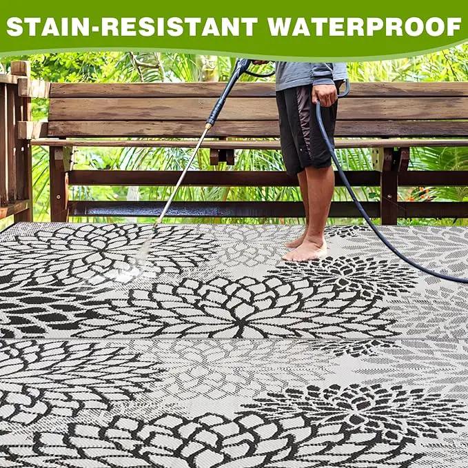 Outdoor Rug 8x10 ft with LED Light, Waterproof Reversible Outdoor Plastic Straw Rug for Patios Clearance, Large Outdoor Area Rug Carpet RV Mat for Camping Backyard Deck Porch Beach by GreenHaven Gardens