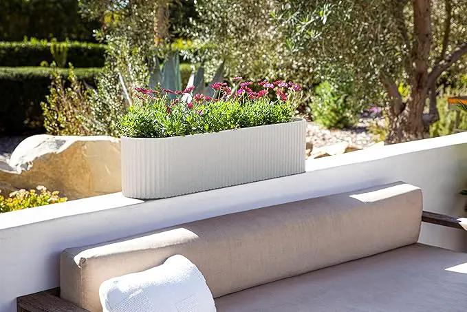 Veradek Demi Series Window Box Planter - Long Planter Box for Windowsill/Balcony | Durable Plastic-Stone Composite Material | Modern Décor for Flowers/Herbs by GreenHaven Gardens