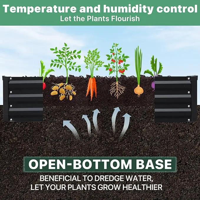 12×4×1ft Galvanized Metal Raised Garden Bed, Metal Planter Kit Box Outdoor for Deep-Rooted Vegetables, Flowers, Green and Herbs by GreenHaven Gardens