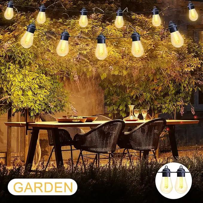 Honche Solar Lights Outdoor Waterproof LED IP66 with 15 Edison Bulb Warm White String Lights Patio Lights Decorate for Christmas Camping Wedding Birthday Backyard Gazebo Party by GreenHaven Gardens