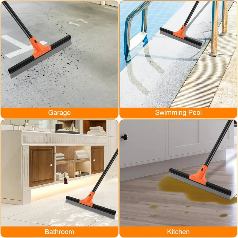 Floor Squeegee Heavy Duty, 17 Inch Rubber Blade, 60 Inch Long Aluminum Handle, Multipurpose Cleaning Squeegee for Garage, Tile, Deck, Bathroom, Window, Glass by GreenHaven Gardens