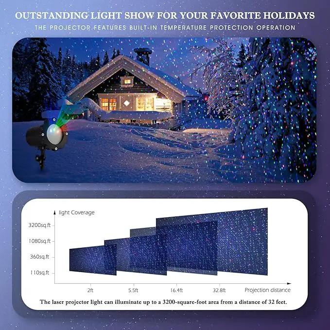 Christmas Laser Light Projector - Outdoor Projector Laser Lights Waterproof Remote Control, Red Green and Blue Star Show Decorations for Holiday Party Garden by GreenHaven Gardens