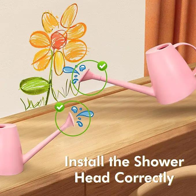 Watering Can for Indoor Outdoor Plants, Modern Small Watering Cans with Removable Nozzle, Long Spout Watering Can for Indoor Bonsai Plants Garden Flowers 1/2 Gallon 1.8L 60OZ (Pink) by GreenHaven Gardens