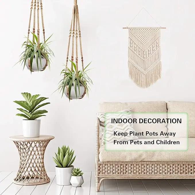 Augshy 2 Pcs Plant Hangers Hanging Plant Holder for Indoor Outdoor Decor Macrame Hanging Planter Basket with 4 Hooks(35 Inch) by GreenHaven Gardens