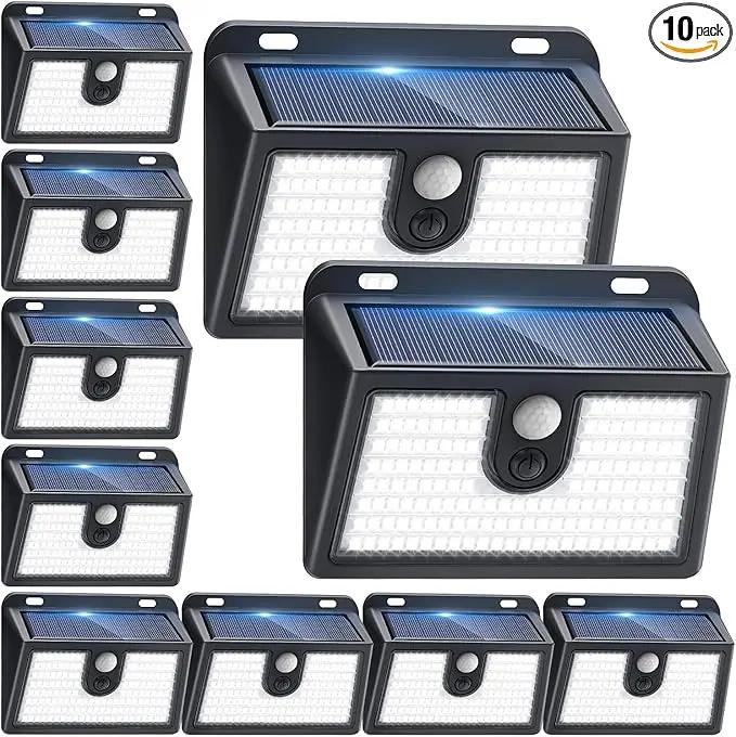 Solar Lights Outdoor Motion Sensor, 10 Pack 149 LED Waterproof Solar Powered Fence Lights, 3 Lighting Modes Security Wall Light for Outside Backyard Deck Garden Door Step Walking Dog, Cold Light 6500K by GreenHaven Gardens