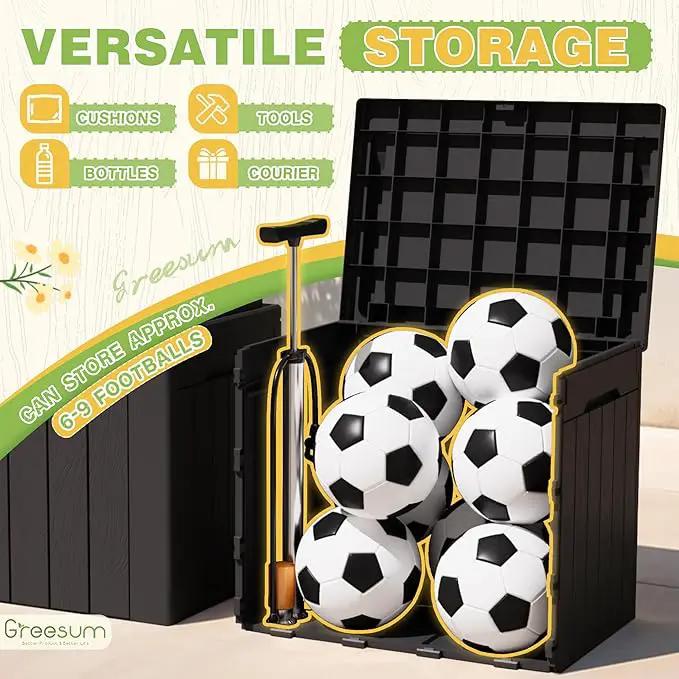 Greesum 31 Gallon Deck Box for Outside, All Weather Outdoor Storage Boxes for Patio Furniture Set, Package Delivery Box, Garden Tools, Black(Set of 2) by GreenHaven Gardens