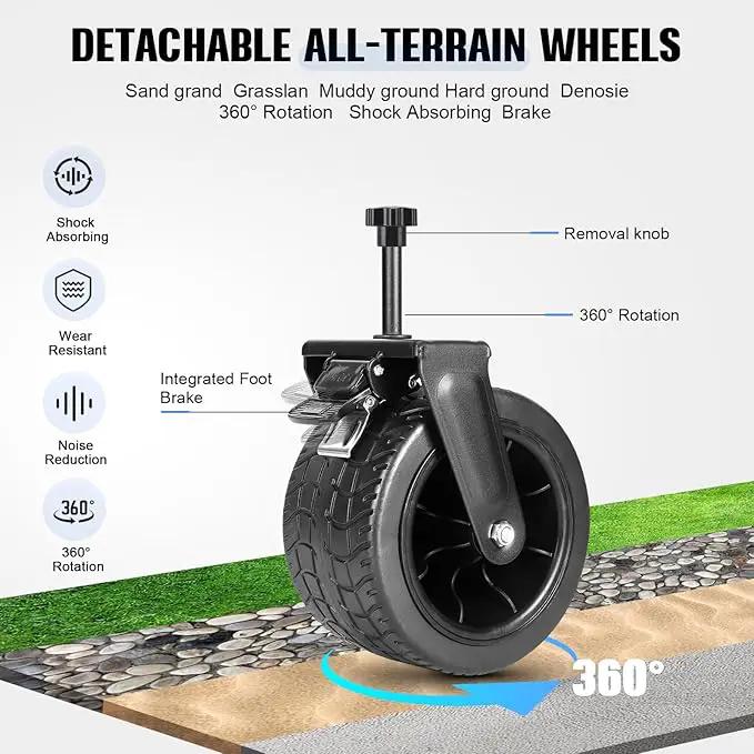 Beach Wagon with Big Wheels for Sand,Collapsible Folding All Terrain Utility Wagons Carts Foldable with Brakes for Sand Camping Sports Outdoor. by GreenHaven Gardens