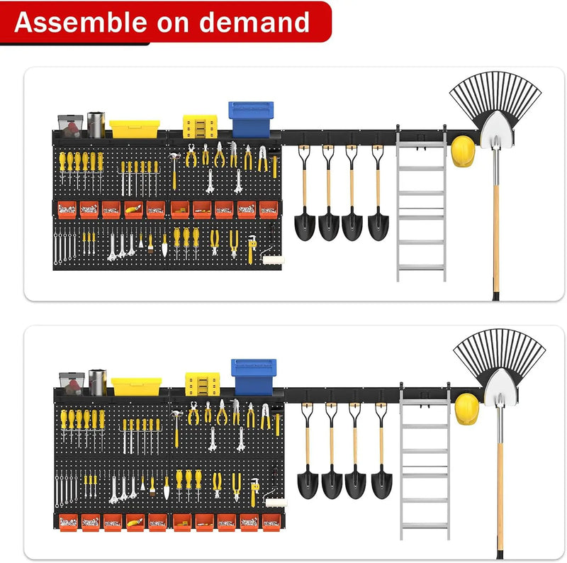 Ultrawall Black Pegboard Wall Organizer, 48X 36 inch for Garage Storage with Hooks, Storage Bins, Tool Panel Organizer, 72pcs by GreenHaven Gardens