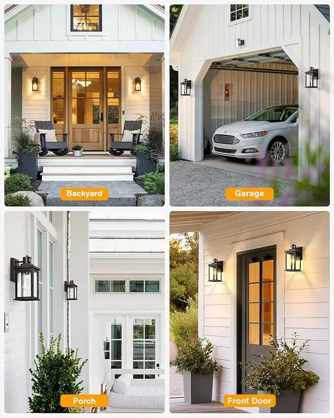VIANIS 2 Pack Outdoor Lights for House, Brown Dusk to Dawn Motion Sensor Outdoor Light, Oil Rubbed Bronze Porch Lights Outdoor Lantern for Garden, Garage, Doorway, Aluminum,Hardwired, Non-Solar by GreenHaven Gardens