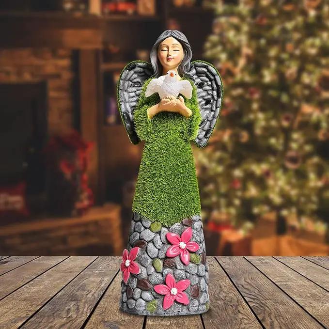 ASAWASA Angel Garden Figurine - Outdoor Statue, Solar Garden Sculpture with Angel of Peace Resin Praying Angel Art Decor for Patio, Lawn, Yard, Porch by GreenHaven Gardens