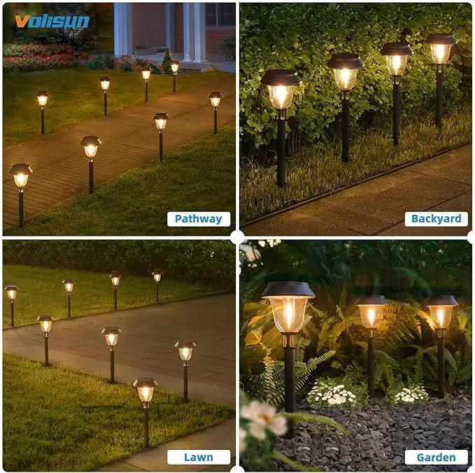 VOLISUN Solar Pathway Lights, 6 Pack LED Solar Lights Outdoor Waterproof,3200K Landscape Lighting,2 Brightness Mode Solar Path Lights,Landscape Lights,Solar Garden Lights for Yard Walkway Driveway by GreenHaven Gardens