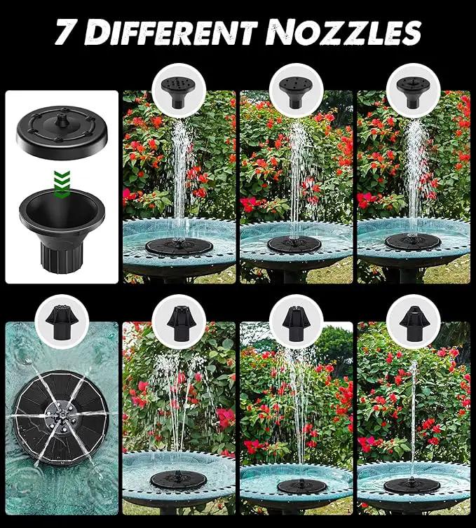 Solar Fountain Glass Panel with 2200 mah Battery, 3.5W Floating Solar Water Fountain with 4 Fixed Rods, Solar Fountain Pump for Bird Bath, Garden, Pond, Pool, Outdoor-White Lights by GreenHaven Gardens