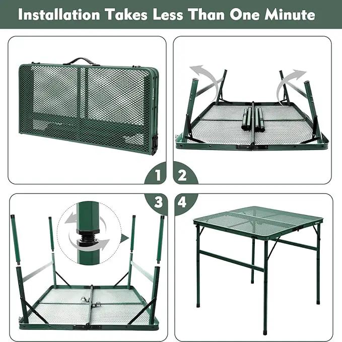 Square Folding Table, Easy for Storage, Compact and Portable Picnic Table for Grill, Outdoor Camping, Garden, Patio, Dining, BBQ, Party, Market and Card Table, 27.2 L×27.2W inches by GreenHaven Gardens