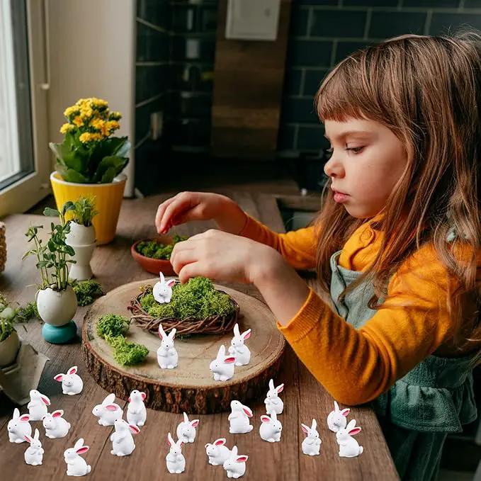 Marsui 100 Pcs Bunny Miniatures Figurines Rabbit Miniature Accessories Easter Garden Landscape Garden Rabbit for Easter Garden Accessories Dollhouses Decoration(Classic Rabbit) by GreenHaven Gardens