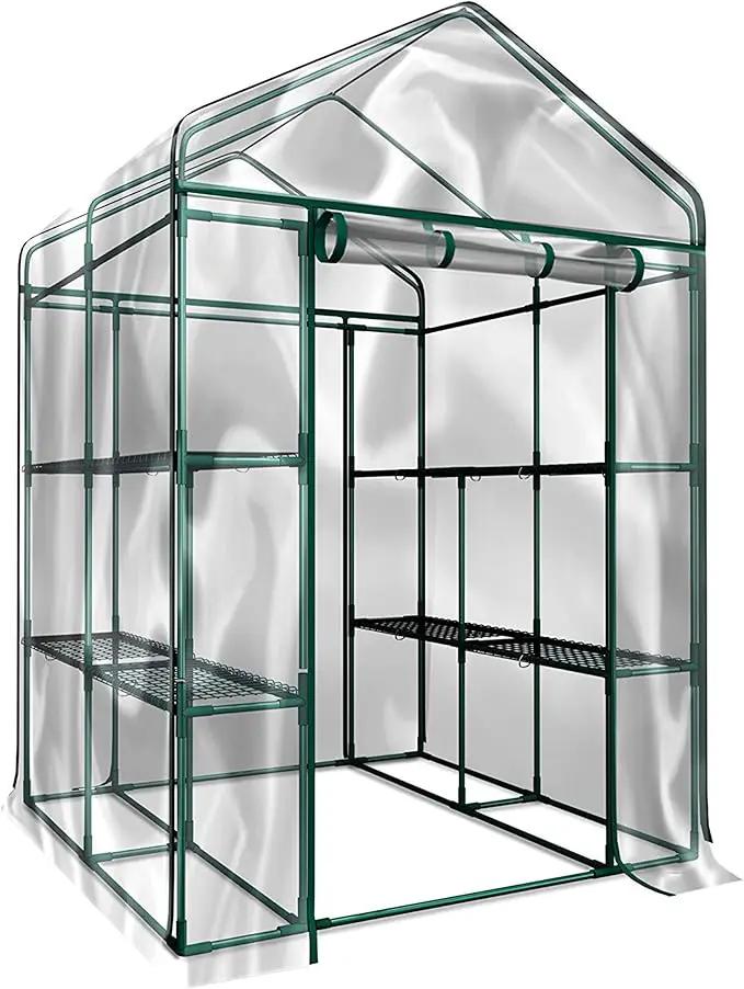 Home-Complete 514537FXW Walk-in Greenhouse-Indoor Outdoor with 8 Sturdy Shelves-Grow Plants, Seedlings, Herbs, or Flowers in Any Season-Gardening Rack, Green by GreenHaven Gardens