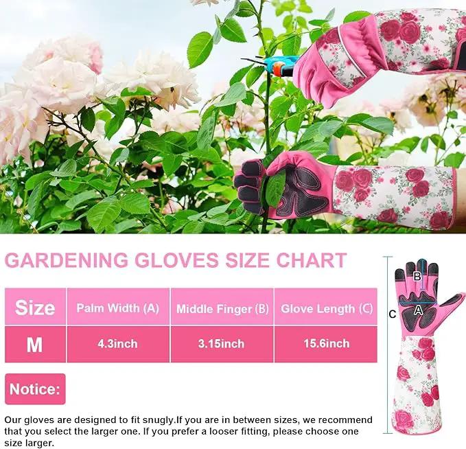 DLY Gardening Gloves for Women, Rose Gloves Gardening Thorn Proof, Long Garden Gloves for Women, Breathable & Durable Leather Gauntlet(Medium, Rose Red) by GreenHaven Gardens