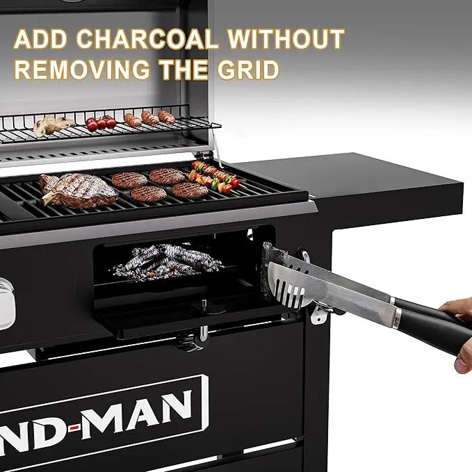 Brand-Man Propane Gas and Charcoal Grill Combo, Dual Fuel BBQ Combo Grill with Stainless Steel Dual Lids & 2 Side Shelves for Outdoor Kitchen & Backyard Barbecue Cooking by GreenHaven Gardens