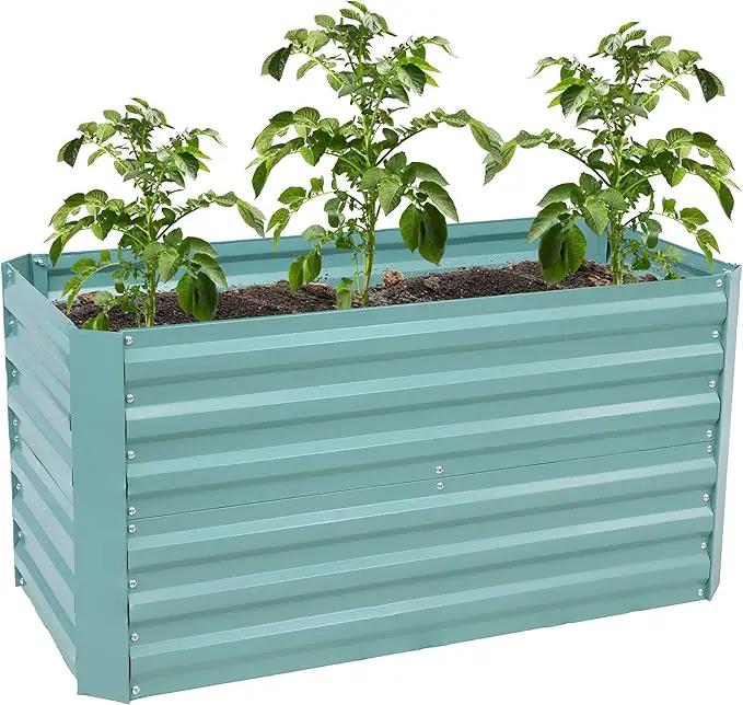Sunnydaze Galvanized Raised Garden Bed - Metal Raised Bed for Gardening - Outdoor Planter Box for Flowers, Plants, and Vegetables - Green - 47" W x 23" D x 24" H Rectangle by GreenHaven Gardens