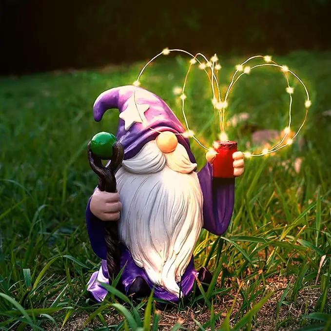 Resin Gnome Statue Outdoor Decor Waterproof Firework Solar LED Lights Gnomes Garden Sculpture Decorations for Outside Lawn Patio Yard Ornament Gifts (Gnome) by GreenHaven Gardens