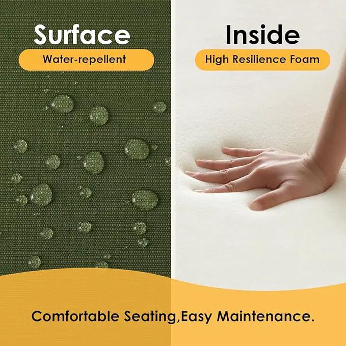 Outdoor Square Corner Seat Cushion, 19"x19"x3", Set of 4, Non Slip Seat Cushion Pads with Removable Cover for Patio Furniture, Garden Yard Lawn, Deep Forest Green by GreenHaven Gardens
