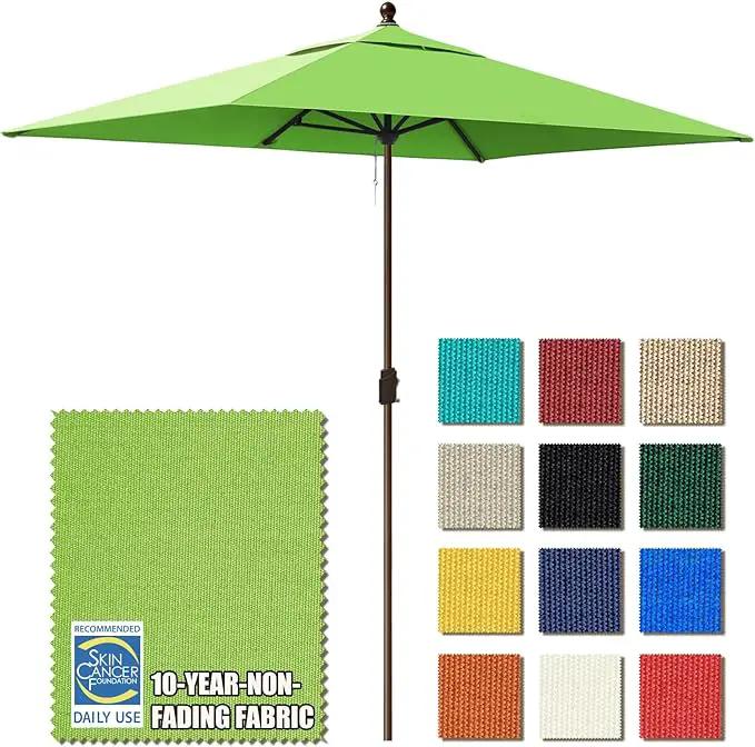 EliteShade USA 10-Year-Non-Fading 6.5x10Ft Rectangular Market Umbrella Patio Umbrella Outdoor Table Umbrella with Ventilation, Macaw Green by GreenHaven Gardens
