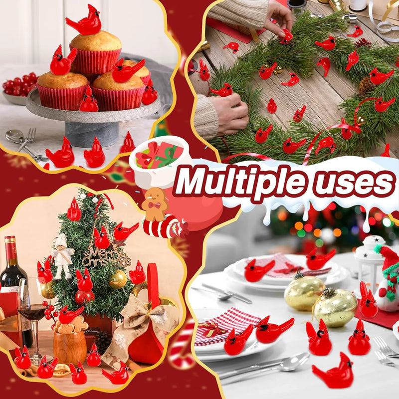 100 Pcs Mini Resin Red Cardinal Bird Figurines – Tiny Cardinal Ornaments for Christmas, Cake Toppers, Garden Crafts, Dollhouse, Fairy Micro Landscape, Party and Home Decorations by GreenHaven Gardens