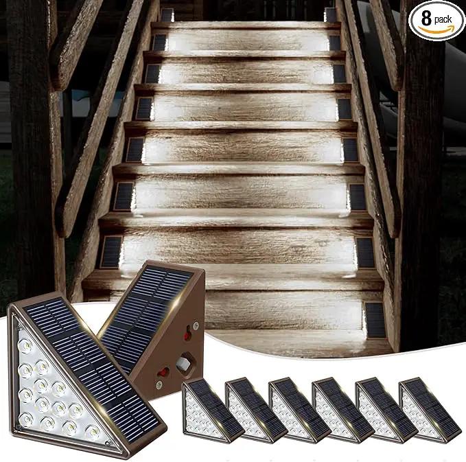 Solar Step Lights for Outside,8pack Solar Stair Lights Outdoor Waterproof IP67,Outdoor Deck Step Lights,Solar Outdoor Lights for Staircase,Patio,Front Step(Cool Brown) by GreenHaven Gardens