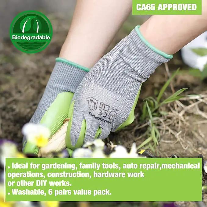 WORKPRO 6 Pairs Garden Gloves, Work Glove with Eco Latex Palm Coated, Gardening Gloves, Working Gloves for Weeding, Digging, Raking, and Pruning (Medium) by GreenHaven Gardens