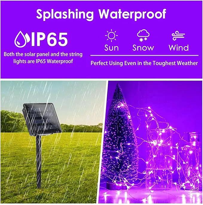 Purple Halloween Solar String Lights Outdoor, 2-Pack 80FT 200LED Solar Twinkle Light Waterproof, Copper Wire 8 Modes Purple Fairy Lights for Garden, Fence, Tree Decor, Halloween Decoration Outdoor by GreenHaven Gardens
