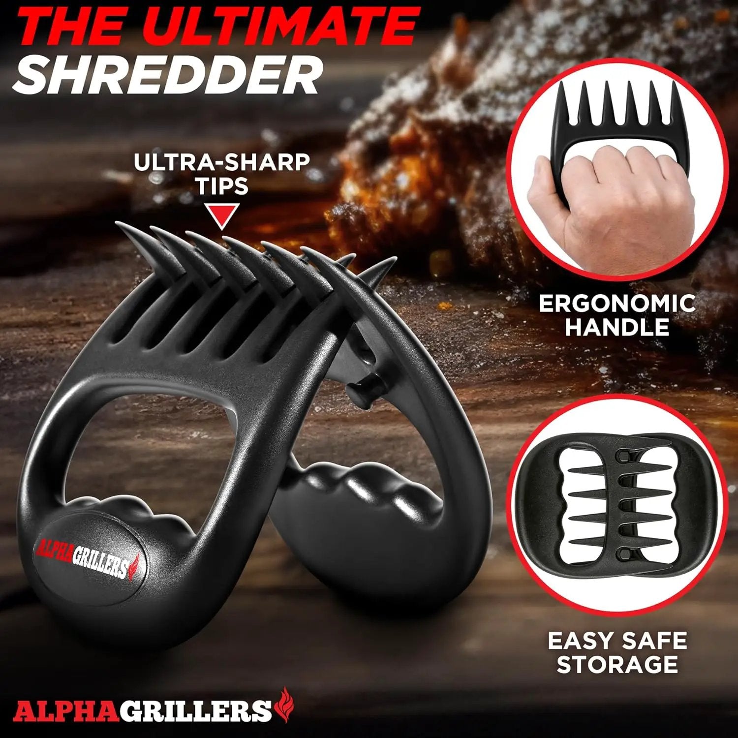 Alpha Grillers Meat Shredder Claws - Grilling Accessories Gifts for Men Dad Him Husband Son Boyfriend Birthday - BBQ Accessories Grill Puller for Cooking Shredding Barbecue Smoker Pulled Pork Chicken by GreenHaven Gardens