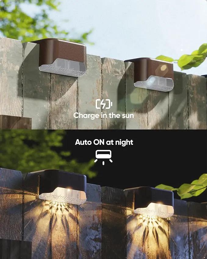 JACKYLED Solar Fence Lights 16 Pack Outdoor Solar Deck Light IP65 Waterproof Solar Step Lights Outdoor Lighting for Garden Deck Fence Railing Stair Patio Yard Pathway, Brown by GreenHaven Gardens