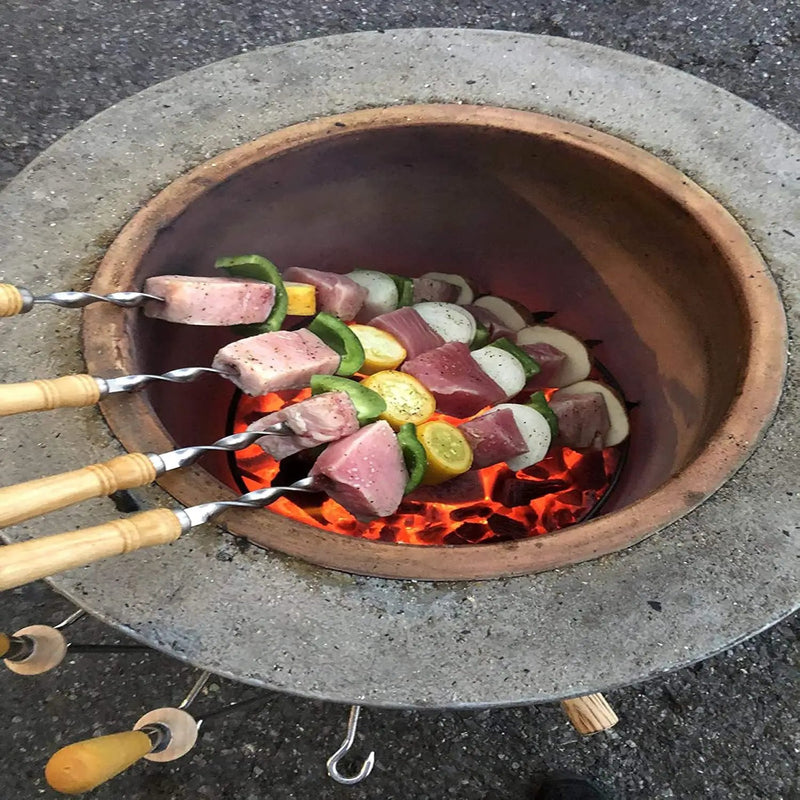 Antallcky 12 Pack Kebab Skewers 22 Inch BBQ Barbecue Skewers Stainless Steel Sticks Heavy Duty Large Wide Reusable with Nonslip Wooden Handle Ideal for Shish Kabob Chicken Shrimp and Vegetables by GreenHaven Gardens