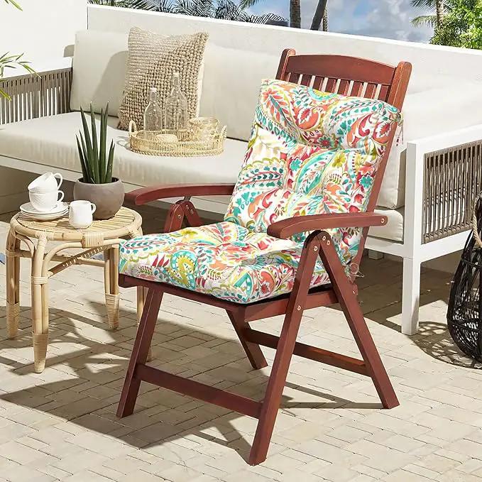 LVTXIII Outdoor Low Back Chair Cushions, Seasonal Replacement Adirondack Chair Cushion with Ties, Patio Waterproof Seat Cushions for Home Garden Use, 21 W x 21 D, Set of 2, Pretty Paisley by GreenHaven Gardens