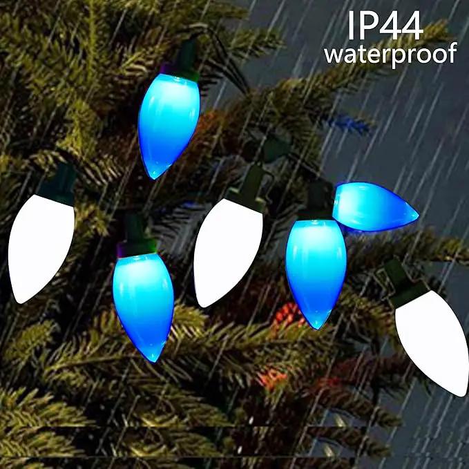 C9 Christmas Lights Outdoor 50 LED Blue + Cool White Strawberry 34.5ft Waterproof Xmas String Light for Garden Yard Home Party Holiday Christmas Tree Indoor Decoration(Blue + Cool White) by GreenHaven Gardens