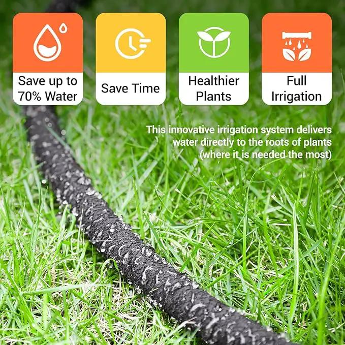 MAMIZO Soaker Hose Kit 50 ft 1/2", Solid Brass Connectors Rubber Longer Lasting, Heavy Duty Drip Hose to Save 70% Water, Soaker Hose for Garden, Lawn and Yard by GreenHaven Gardens