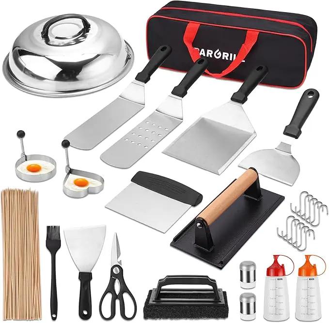 128 PCS Griddle Accessories Kit - Premium Flat Top Grill Accessories Set for Blackstone & Camp Chef, Stainless Steel BBQ Tool Utensils Gift Grilling Set for Lover Outdoor Men Women dad by GreenHaven Gardens