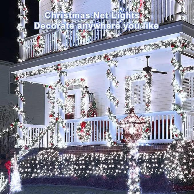 White Net Lights for Bushes - 360 LED Christmas Net Lights Plug in with Remote, 12 x 5ft Extendable 8 Modes Christmas Net Lights Waterproof for Gazebo Lawn Wedding Patio Garden Bush Tree Decoration by GreenHaven Gardens