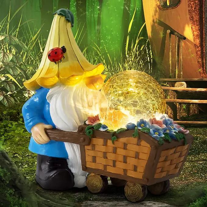 Garden Gnomes Outdoor Decorations Solar Statues,Garden Gnome Decor with LED Lights,Gnomes Clearance for Patio Lawn Decor Gnome Gift for Woman by GreenHaven Gardens