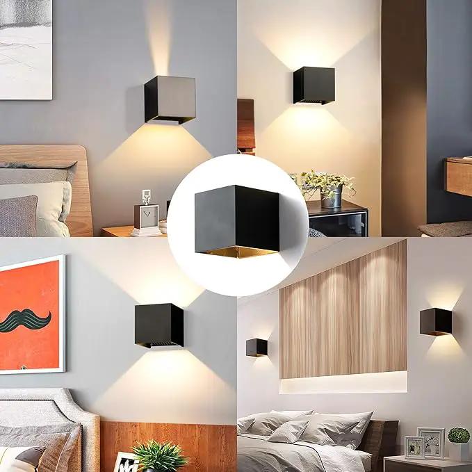 LANFU Aluminum 40W 3000K Cube Square Indoor Outdoor IP65 Waterproof Wall Lights Black Modern Wall Sconce LED Lighting Fixture Black 40W Larger Outside for Patio House by GreenHaven Gardens