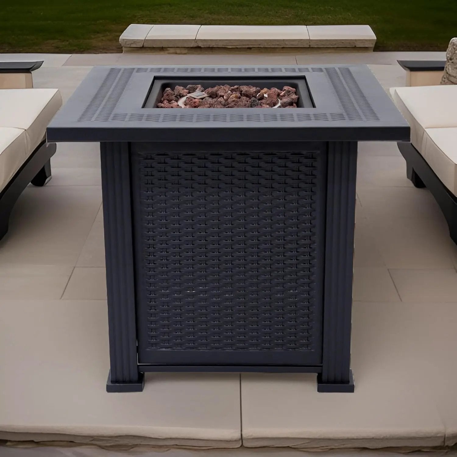 Lausanne Propane Fire Pit Table 28” Outdoor Firepit 50,000 BTU Firepits for Outside with Lava Rocks and Removable Lid Metal Fire Pit Outdoor Fireplace Propane Fire Pits for Outside CSA Certified by GreenHaven Gardens