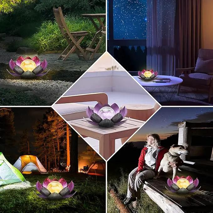 Solar Light Outdoor, Metal Glass Decorative Waterproof Garden Light LED Solar Flower Lights for Patio, Lawn,Walkway,Tabletop,Ground (Purple) by GreenHaven Gardens