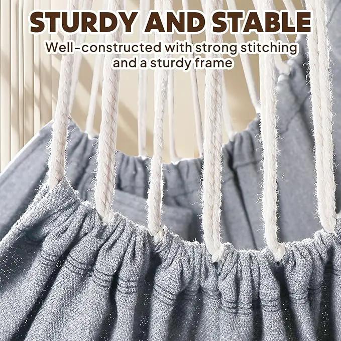 Chihee Hammock Chair Hanging Swing 2 Pillows Included,Strong Webbing Straps and Hooks for Easy Hanging Soft Cotton Hanging Chair Side Pocket Tassel Chair Comfort Indoor Outdoor Light Grey by GreenHaven Gardens