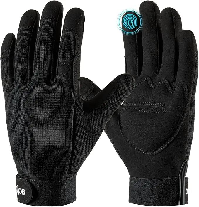 COOLJOB Thorn Proof Garden Gloves with Touchscreen Fingers for Men, Rose Pruning Work Gloves with Palm Cushion for Gardener, Farmer and Landscaper (Black 1 Pair Medium) by GreenHaven Gardens