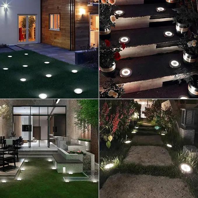 ODEETRONIC Solar Ground Lights, 12 Packs 8 LED Solar Disk Lights, Outdoor in-ground Light Waterproof, Round Solar-Powered Puck Light Flat Lamps for Landscape Pathway Yard Garden Walkway, Cool White by GreenHaven Gardens