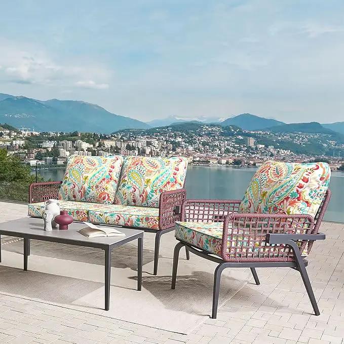 LVTXIII Outdoor Deep Seat Cushion Patio Seat and Back Cushion Set Seasonal Chair Cushion for Dining Arm Chairs, Wicker Chairs and Garden Furniture Decoration, 24"x24"x4", Pretty Paisley by GreenHaven Gardens