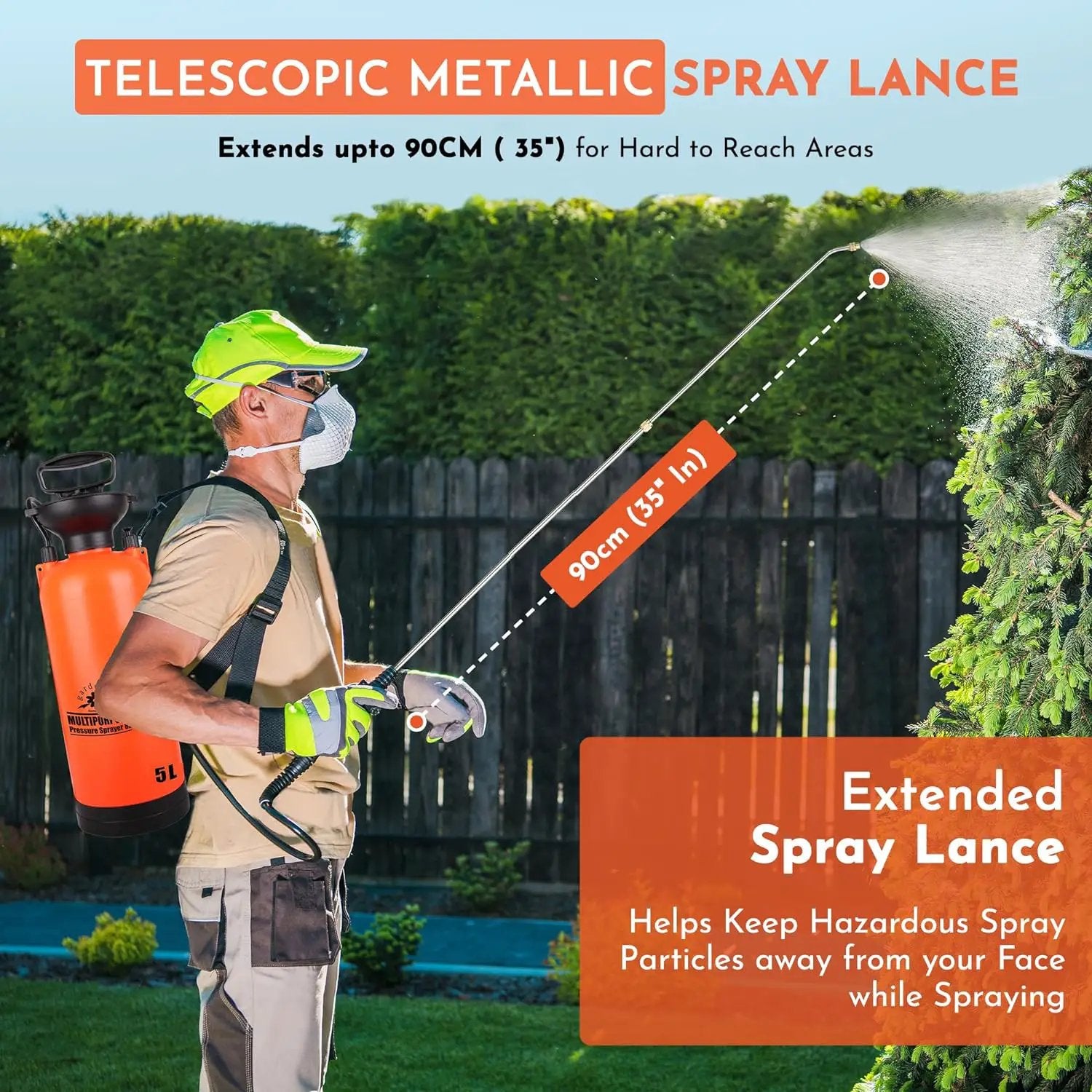 Pump Sprayer Upgraded Garden Sprayer with Viton Seals Telescopic Metal Lance, Premium Pumping Spray Bottle 5L-S with Spare Parts for Watering Plants Lawn Care & Home & Car Cleaning by GreenHaven Gardens