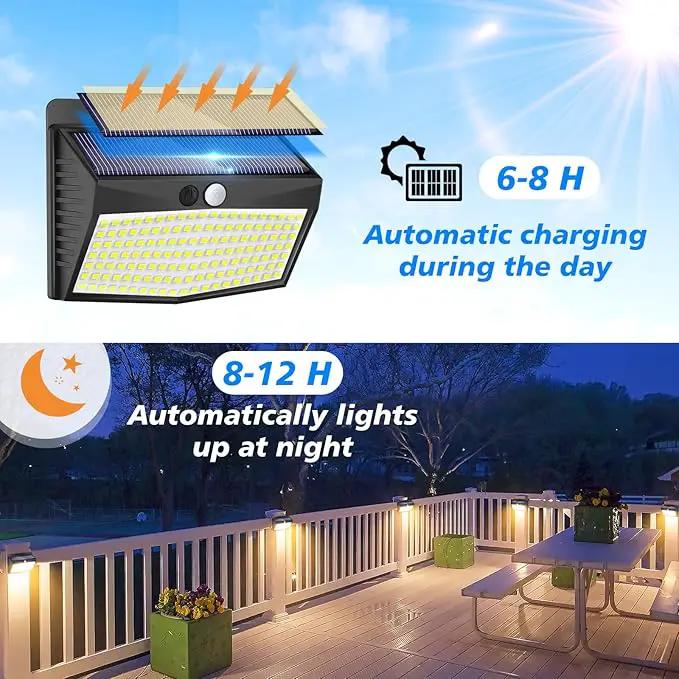 [138 LED/8 Packs] Solar Motion Sensor Lights Outdoor Waterproof with 3 Lighting Modes Solar Wall Lights Solar Security Powered Lights for Garden Fence Yard Deck Garage, Warm White by GreenHaven Gardens