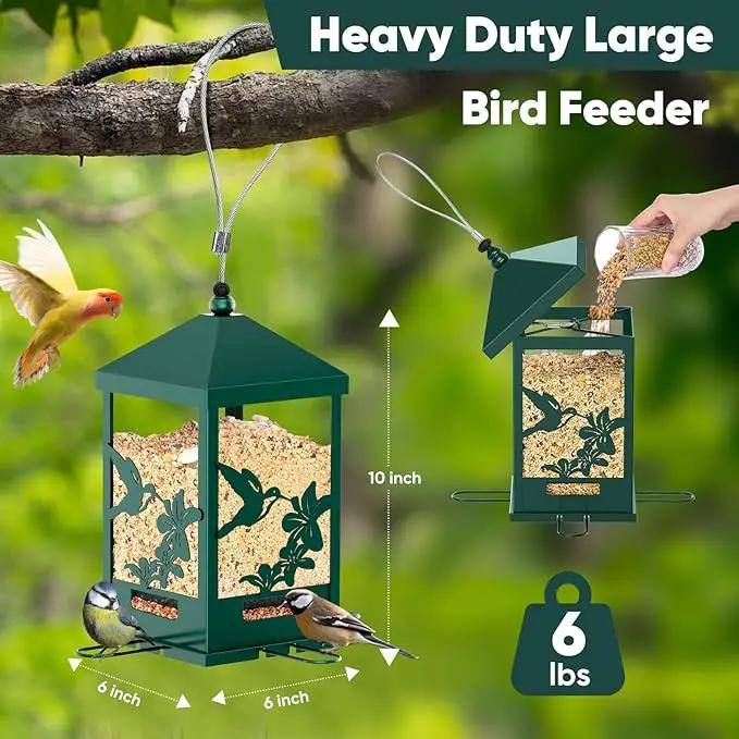 Squirrel Proof Bird Feeders for Outdoors, 6LBS Extra Large Capacity Hanging Metal Bird Feeder with Weight-Activated Perches, Wild Bird Feeders for Outside Finch, Cardinal, Blue Jay by GreenHaven Gardens