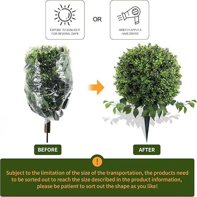 28" Artificial Boxwood Ball Bush, UV Resistant Topiary Tree Faux Boxwood Ball Shaped Porch Bushes with Ground Spike Artificial Bushes for Outdoors Front Door Decor Home Garden by GreenHaven Gardens